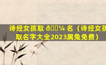 诗经女孩取 🐼 名（诗经女孩取名字大全2023属兔免费）